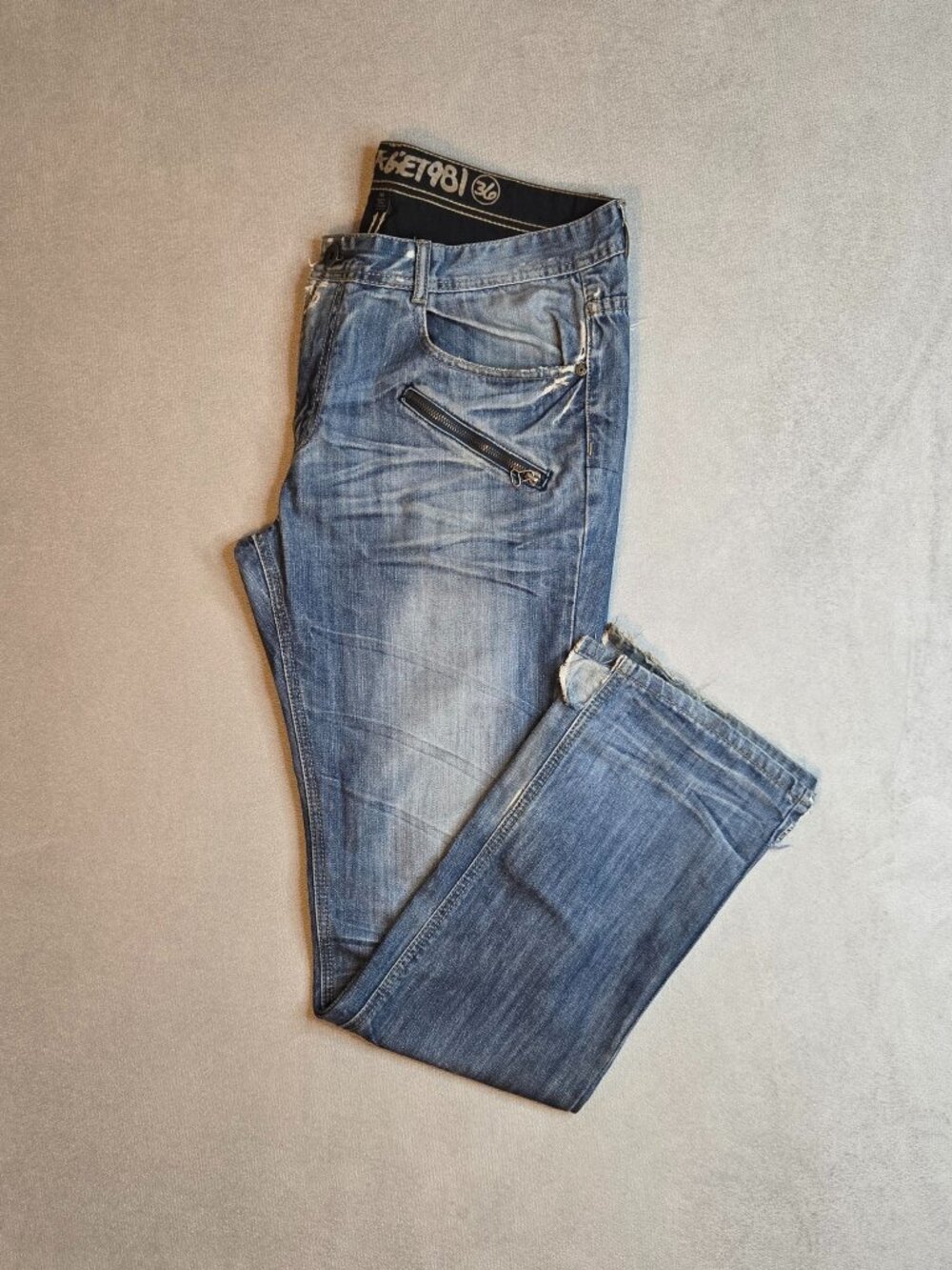 Heritage 1981 Men's Distressed Biker Jeans Size 36 x 32 Y2K Grunge
